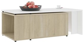 vidaXL Τραπεζάκι Σαλονιού Λευκό/Sonoma Δρυς 150x50x35 εκ. Μοριοσανίδα