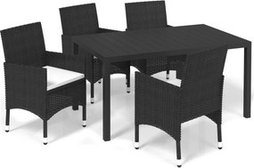 vidaXL Σετ Τραπεζαρίας Κήπου 5 Τεμαχίων Μαύρο Συνθ. Ρατάν με Μαξιλάρια