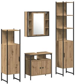 vidaXL Σετ Ντουλαπιών Μπάνιου 4 pcs artisan δρυς 33 x 33 x 185.5 εκ