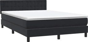 vidaXL Κρεβάτι Boxspring με Στρώμα &amp; LED Μαύρο 160x210 εκ. Βελούδινο