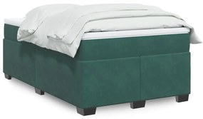 vidaXL Κρεβάτι Boxspring με Στρώμα Σκούρο Πράσινο 120x190εκ. Βελούδινο