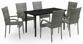 vidaXL Σετ Τραπεζαρίας Κήπου 7 Τεμαχίων Γκρι / Μαύρο