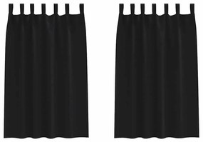 vidaXL Κουρτίνες με κουρτίνες 2 pcs Μαύρο 175x140εκ. Πολυεστέρας