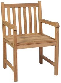 Καρέκλες Κήπου 4 τεμ. Ξύλο Teak &amp; Μαξιλάρια με Σχέδιο Φύλλων - Καφέ