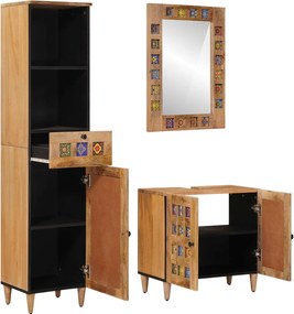 vidaXL Σετ Επίπλων Μπάνιου 3 τμχ. Φυσικό 38 x 33 x 160 εκ.