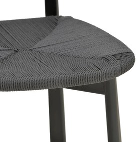 Καρέκλα Clareta pakoworld rubberwood-σχοινί σε μαύρη απόχρωση 53x55x79εκ