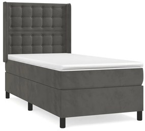 ΚΡΕΒΑΤΙ BOXSPRING ΜΕ ΣΤΡΩΜΑ ΣΚΟΥΡΟ ΓΚΡΙ 90X190 ΕΚ. ΒΕΛΟΥΔΙΝΟ 3132892