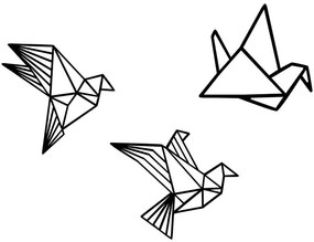 Διακοσμητικό Τοίχου Origami (Σετ 3Τμχ) 279ENZ1265 32x31cm Black Wallity Metal