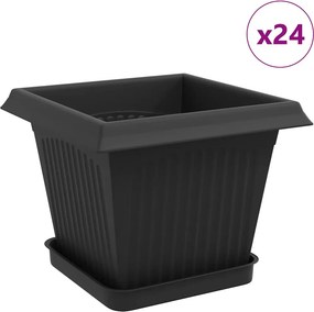 vidaXL Γλάστρες φυτών 24 τμχ. Μαύρο Πλαστικό