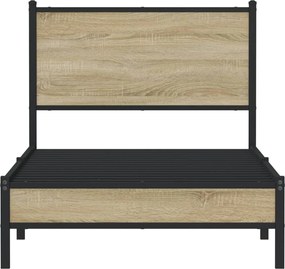 vidaXL Σκελετός Κρεβ. Χωρίς Στρώμα Sonoma Δρυς 90x190 εκ. Μεταλλικό
