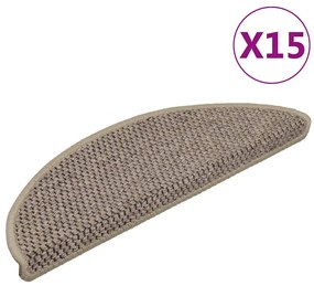 vidaXL Πατάκια Σκάλας Αυτοκόλλητα 15 τεμ Όψη Σιζάλ 56x17x3εκ