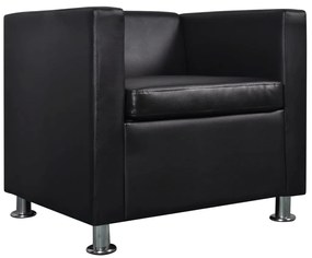 vidaXL Πολυθρόνα Cube Μαύρη από Συνθετικό Δέρμα