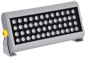 GloboStar FLOOD-HENA 90446 Προβολέας Wall Washer για Φωτισμό Κτιρίων LED 48W 4080lm 30° AC 220-240V Αδιάβροχο IP67 Μ39 x Π6 x Υ17cm Αρχιτεκτονικό Πορτοκαλί 2200K - Ασημί - 3 Years Warranty