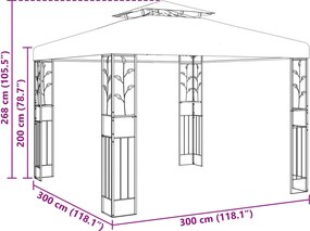 vidaXL Κιόσκι 3 x 3 x 2,68 μ Πράσινο Πολυεστέρας και Χάλυβας