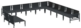 vidaXL Σετ Καναπέ Κήπου με μαξιλάρι 11 pcs Μαύρο Ατσάλι