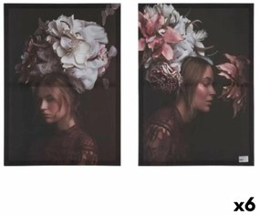 Σετ με 2 κάδρα Καμβάς Γυναίκα Blomster 70 x 50 x 1,5 cm (x6)