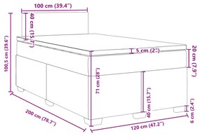 Κρεβάτι Boxspring με Στρώμα Σκούρο Γκρι 120x200 εκ. Υφασμάτινο - Γκρι