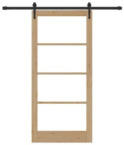 vidaXL Ολισθητή Πόρτα Καφέ 93 x 202 cm Ξύλο και μέταλλο