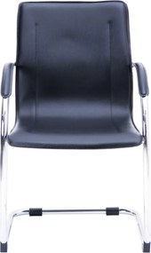 OMIKRON Πολυθρόνα Γραφείου Επισκέπτη, Μέταλλο Χρώμιο PVC Μαύρο   4τμχ