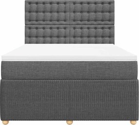 vidaXL Κρεβάτι Boxspring με Στρώμα Σκούρο Γκρι 140x200 εκ Υφασμάτινο