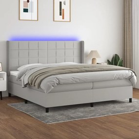 ΚΡΕΒΑΤΙ BOXSPRING ΜΕ ΣΤΡΩΜΑ &amp; LED ΑΝ.ΓΚΡΙ 200X200ΕΚ. ΥΦΑΣΜΑΤΙΝΟ 3138341