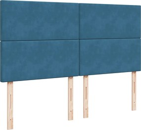vidaXL Κρεβάτι Boxspring με Στρώμα Μπλε 180x200 εκ. Βελούδινο