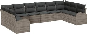vidaXL Σετ Καναπέ με μαξιλάρι 10 pcs Γκρι Πολυρατάν