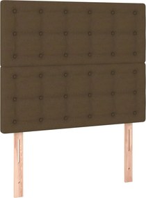 vidaXL Κρεβάτι Boxspring με Στρώμα &amp; LED Σκ.Καφέ 90x190 εκ. Υφασμάτινο