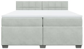 vidaXL Κρεβάτι Boxspring με Στρώμα Ανοιχτό Γκρι 200x200 εκ. Βελούδινο