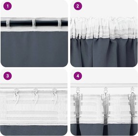 vidaXL Κουρτίνες Μαύρης Ύφανσης με Δαχτυλίδια 2 pcs Ανθρακί