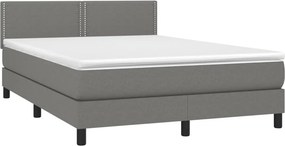 vidaXL Κρεβάτι Boxspring με Στρώμα Σκούρο Γκρι 140x190 εκ. Υφασμάτινο
