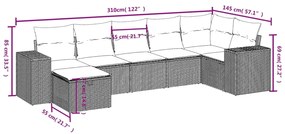 vidaXL Σετ Καναπέ Κήπου 7 τεμ. Μικτό Μπεζ Συνθετικό Ρατάν & Μαξιλάρια