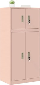 vidaXL Ντουλάπι αποθήκευσης 2 τμχ. Ροζ 60 x 40 x 130 εκ Ατσάλι