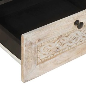 vidaXL Ντουλάπι TV με συρτάρι Λευκό 105 x 33 x 46 εκ Μασίφ ξύλο μάνγκο