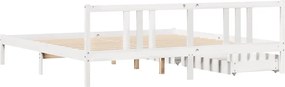 vidaXL Σκελετός Κρεβ. Χωρίς Στρώμα Λευκό 200x200 εκ Μασίφ Πεύκο