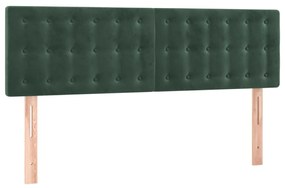 vidaXL Κεφαλάρι Κρεβατιού LED Σκούρο Πράσινο 144x5x78/88 εκ. Βελούδινο