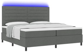 vidaXL Κρεβάτι με ελατήρια & Στρώμα & LED σε σκούρο γκρι, 200 x 200 εκ. Ύφασμα