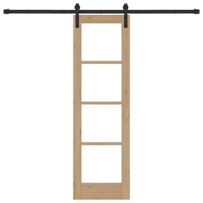 vidaXL Συρόμενη Πόρτα Καφέ 61 x 198.5 εκ. Ξύλο και μέταλλο