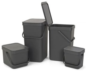Κάδος διαχωρισμού απορριμμάτων Brabantia Sort&Go 647670, 12 l, Χειρολαβή, Επιτοίχιος, Σκούρο γκρι