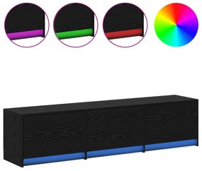 vidaXL Ντουλάπα τηλεόρασης με LED Μαύρη βελανιδιά 162,5x34x40 εκ. Επεξεργασμένο ξύλο
