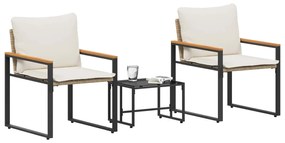 vidaXL Σύνολα επίπλων με μαξιλάρι 3 pcs Μπεζ και Κρέμ Ρατάν