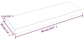 Ράφι Τοίχου Ανοιχτό Καφέ 60x20x2 εκ. Επεξεργ. Μασίφ Ξύλο Δρυός - Καφέ