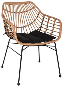 Πολυθρόνα Κήπου ArteLibre AFINIUS Φυσικό/Μαύρο Rattan/Μέταλλο 58.5x60.5x80cm-14510057