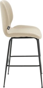 Σκαμπό bar Impel pakoworld μεταλλικό μαύρο-ύφασμα μπεζ