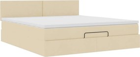 vidaXL Οθωμανικό Κρεβάτι με Στρώμα Κρέμα 160x200cm Ύφασμα