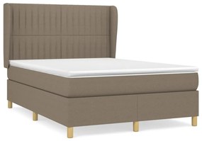 vidaXL Κρεβάτι Boxspring με Στρώμα Taupe 140x190 εκ. Υφασμάτινο