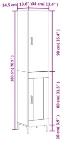 Μπουφές Sonoma δρυς 34,5 x 34 x 180 εκ. από Επεξεργασμένο Ξύλο - Καφέ