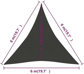 Πανί Σκίασης Ανθρακί 6 x 6 x 6 μ. από HDPE 160 γρ./μ² - Ανθρακί