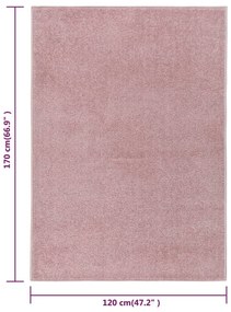 Χαλί Κοντό Πέλος Ροζ 120 x 170 εκ. - Ροζ