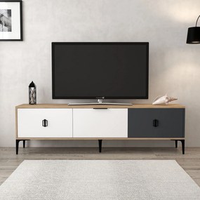 Έπιπλο Τηλεόρασης Δρυς / Λευκό / Ανθρακί GRICRO 180x35x18